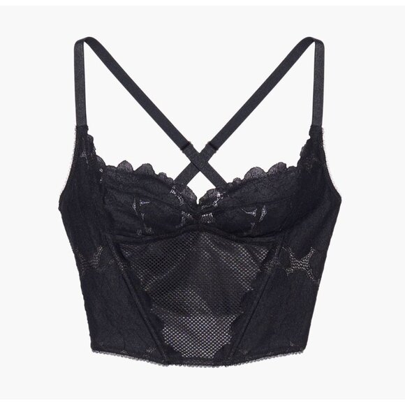 NWT Savage x Fenty Black Floral Glow Bustier with Adjustable Straps Size M - Picture 8 of 11